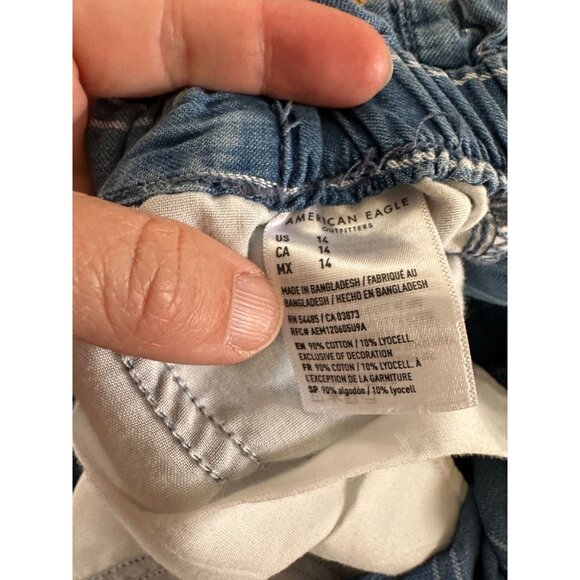 American Eagle Womens Blue Shorts 14 Shorts‎ cuffed button zipper cotton summer - Picture 5 of 6